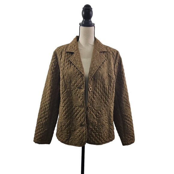 RQT Women’s Size Large Quilted Floral Embroidered Blazer Jacket - Picture 14 of 16